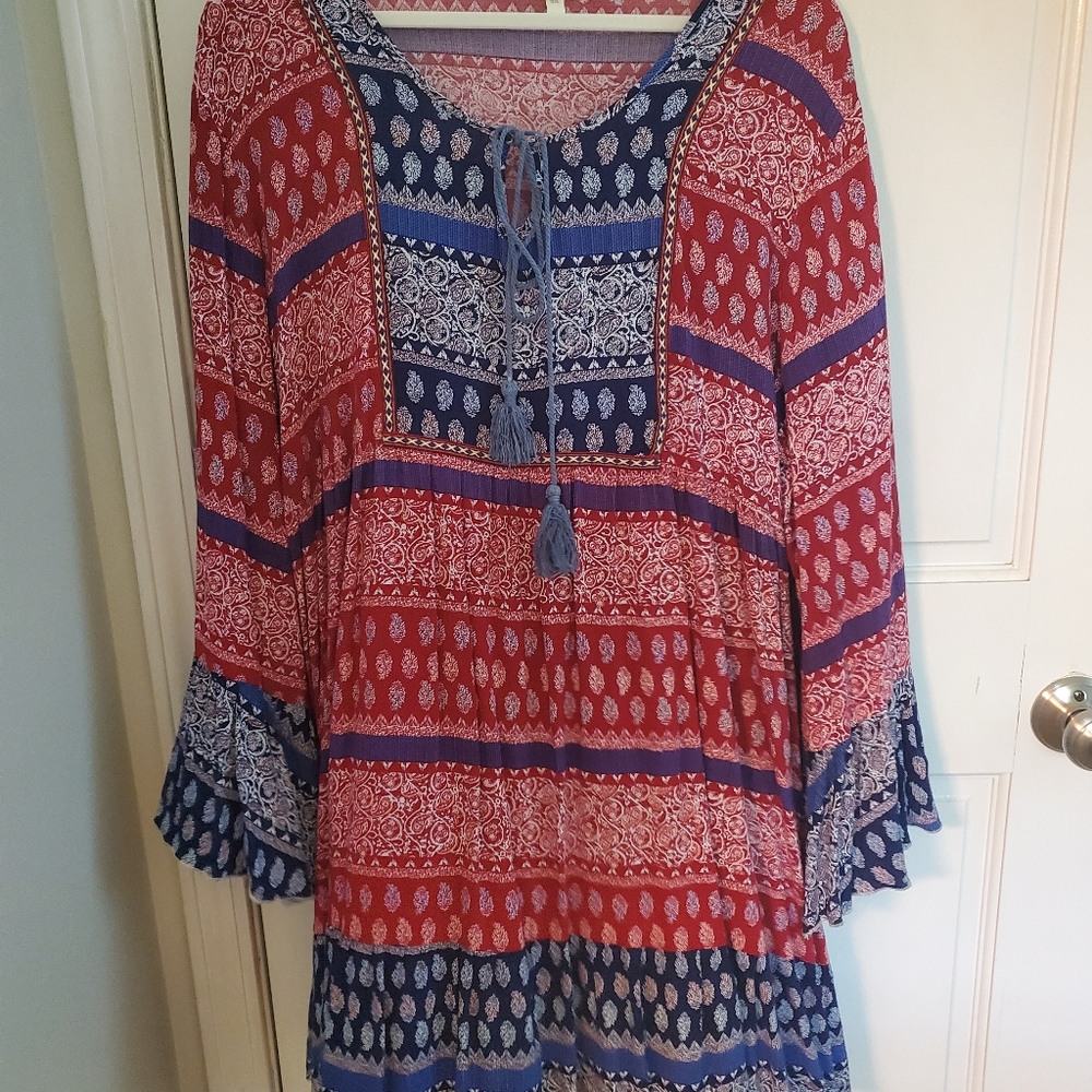 Boho Red/Blue Tunic